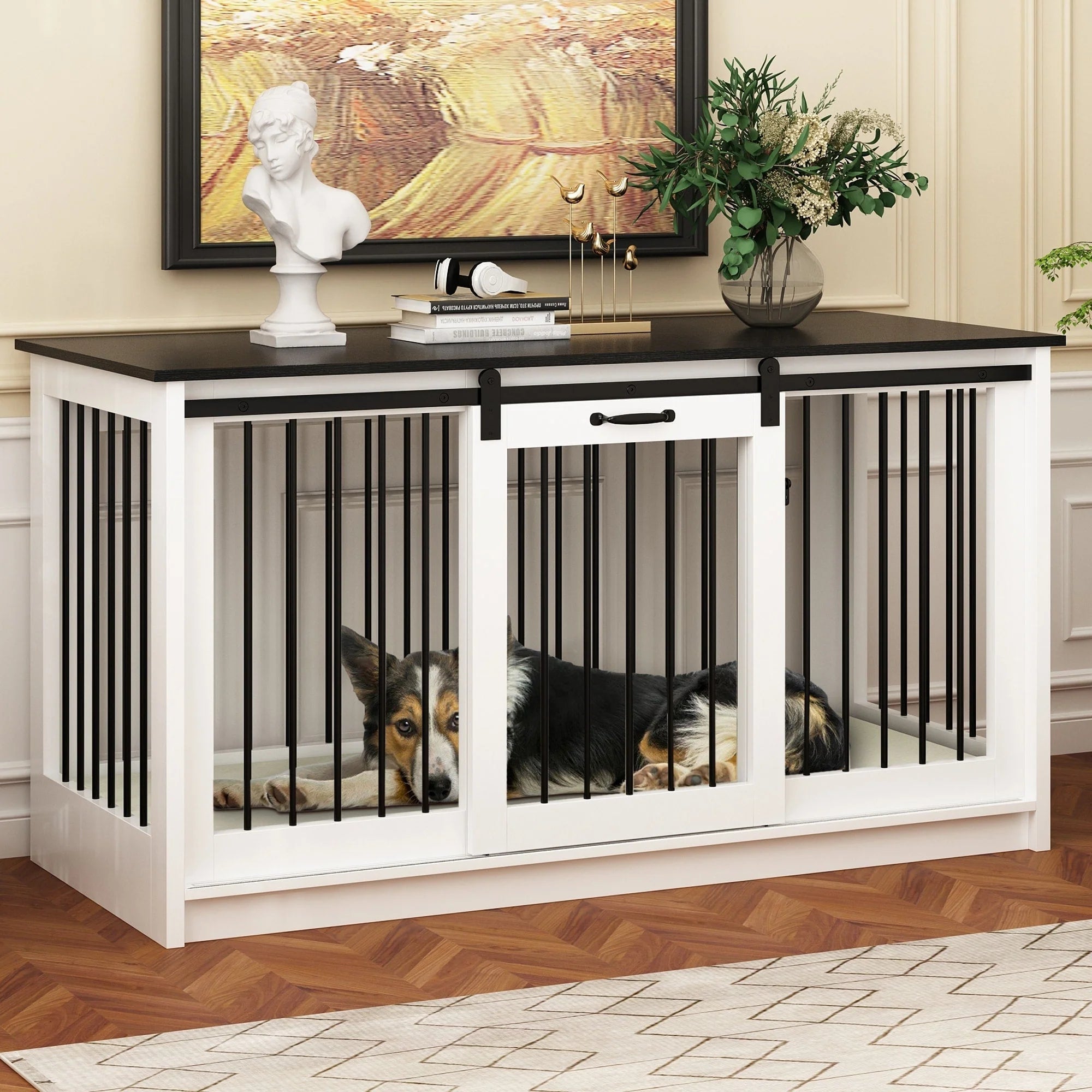 Résidence pour animaux de compagnie avec renfort en tubes de fer Cage pour chien élégante et robuste