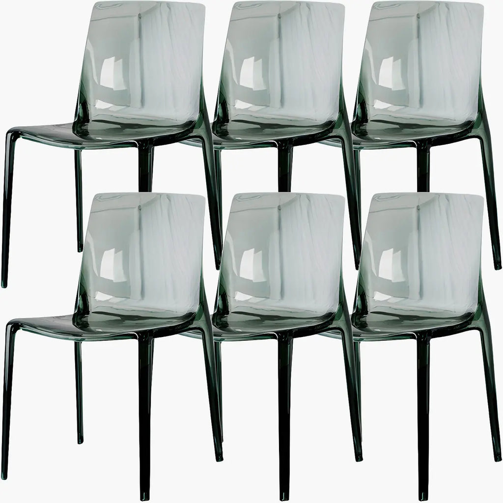 Chaise de salle à manger en acrylique ambré sans accoudoirs à dossier bas