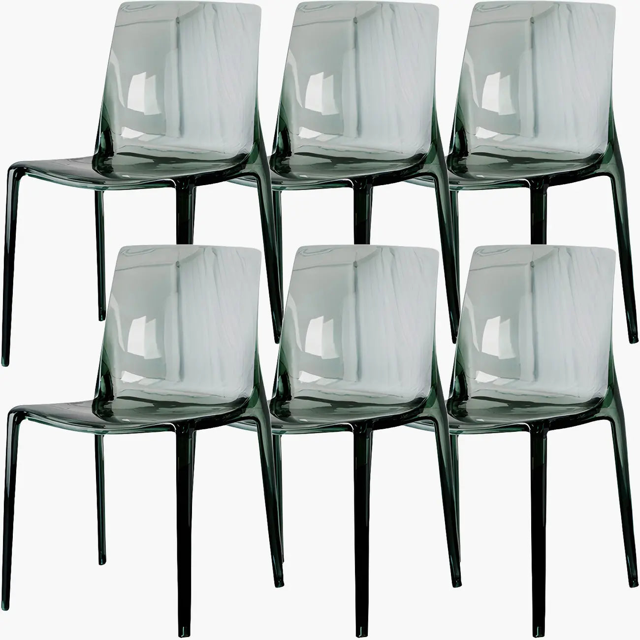 Chaise de salle à manger en acrylique ambré sans accoudoirs à dossier bas