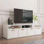 Meuble TV d'angle moderne blanc avec 2 tiroirs et étagère ouverte