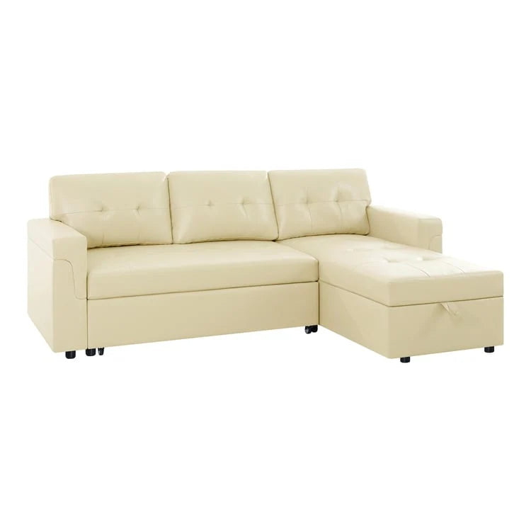 Canapé d'angle réversible convertible avec lit gigogne, méridienne avec rangement dissimulé et pieds durables