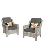 HOOOWOOO Ensemble de 2 chaises de patio en osier et rotin à dossier haut