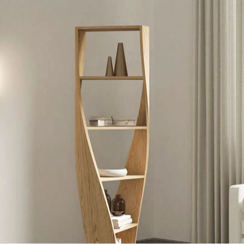 Bibliothèque verticale contemporaine en bois 5 niveaux Hourglass