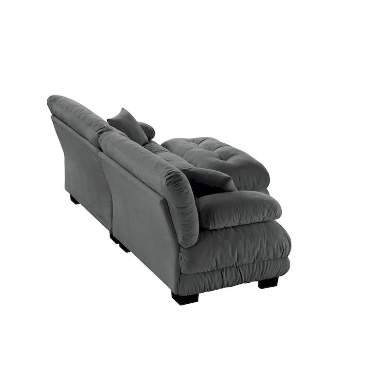 Canapé d'angle en forme de L en chenille avec coussins lombaires
