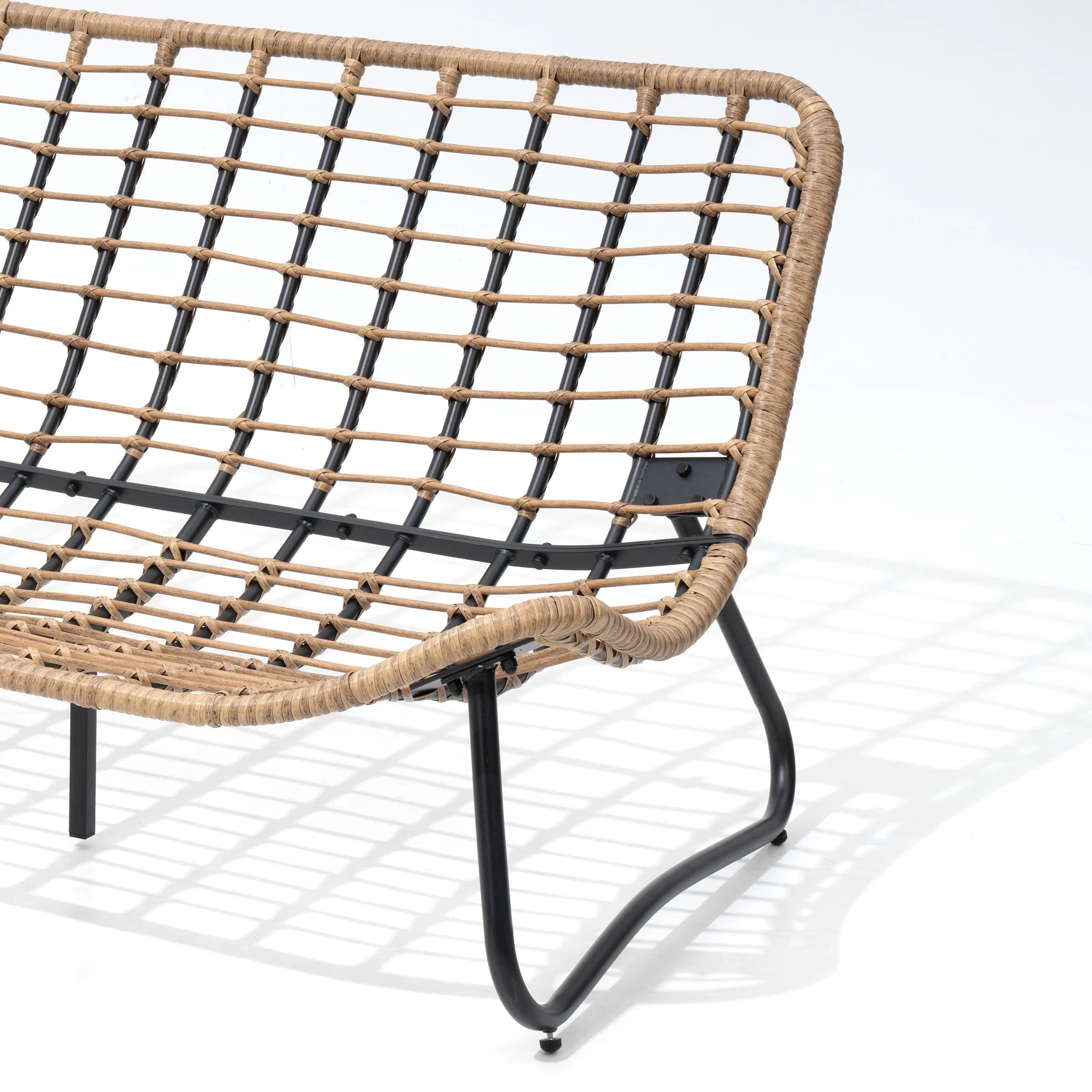 Fauteuil Double Papasan avec Coussin, en Rotin PE Résistant aux Intempéries et Cadre en Métal pour Intérieur et Extérieur