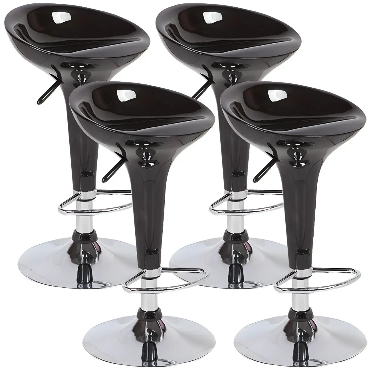 Tabouret de bar pivotant en plastique chromé, réglable en hauteur