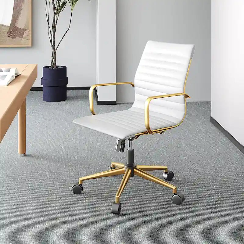 LUXMOD Chaise de Bureau à Domicile Côtelée Fauteuil de Bureau