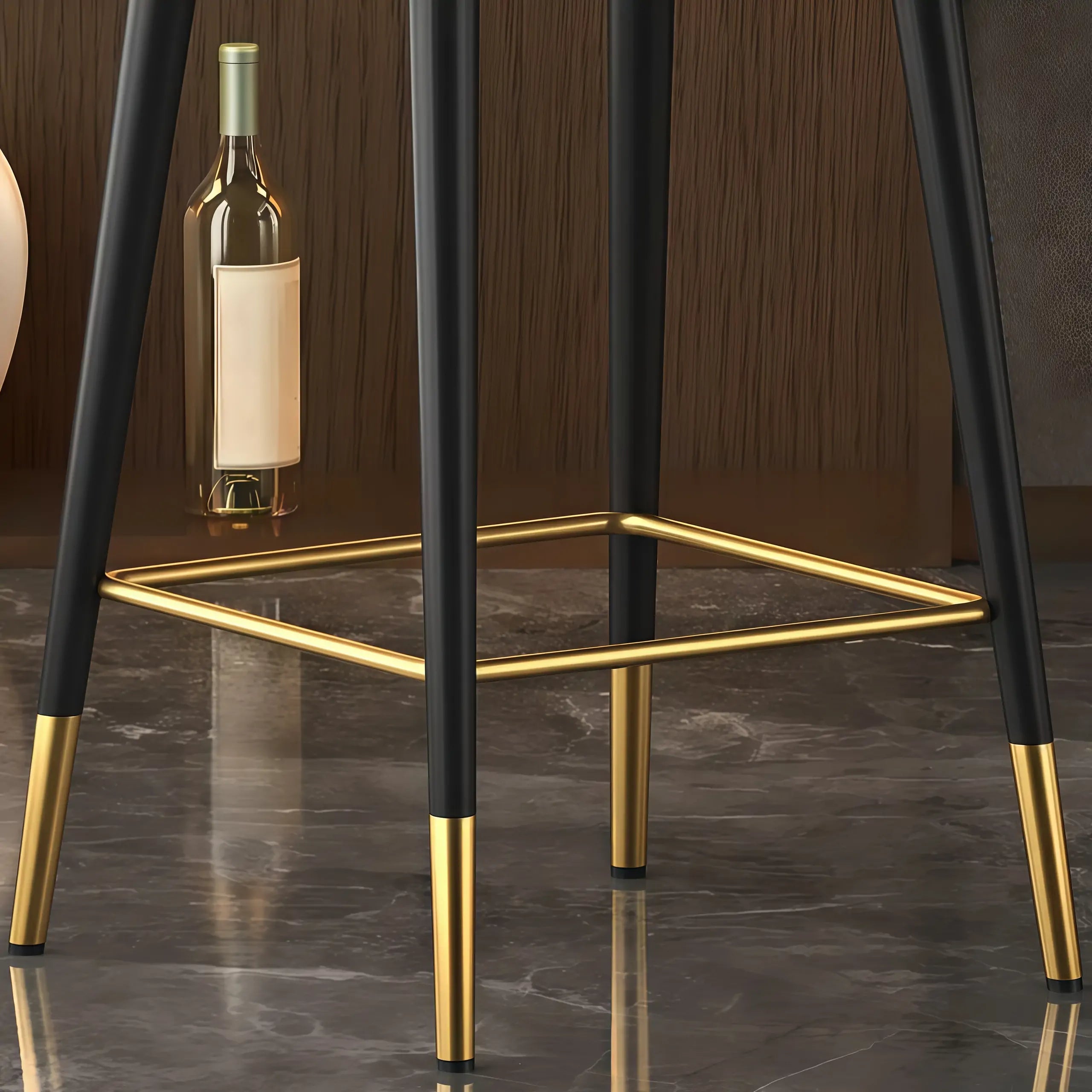 Tabouret de bar pivotant en cuir Art Déco avec assise baquet rembourrée