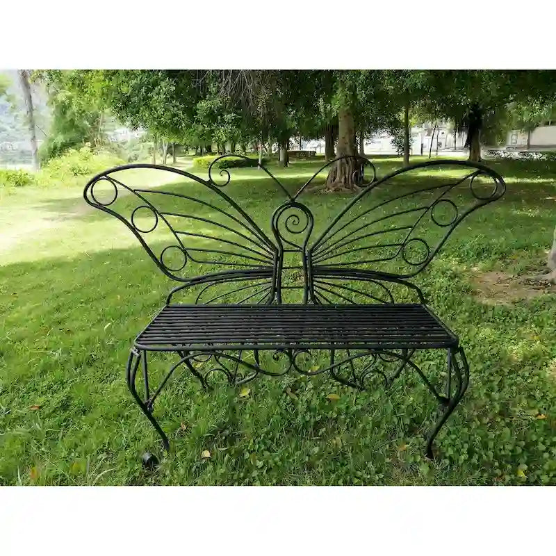 Banc papillon ancien en métal noir