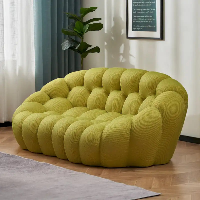Canapé paresseux courbé 2 places Bubble de forme nid d'abeille en tissu textile 3D pour salon et appartement
