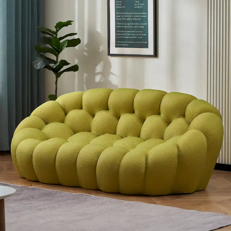 Canapé paresseux courbé 2 places Bubble de forme nid d'abeille en tissu textile 3D pour salon et appartement