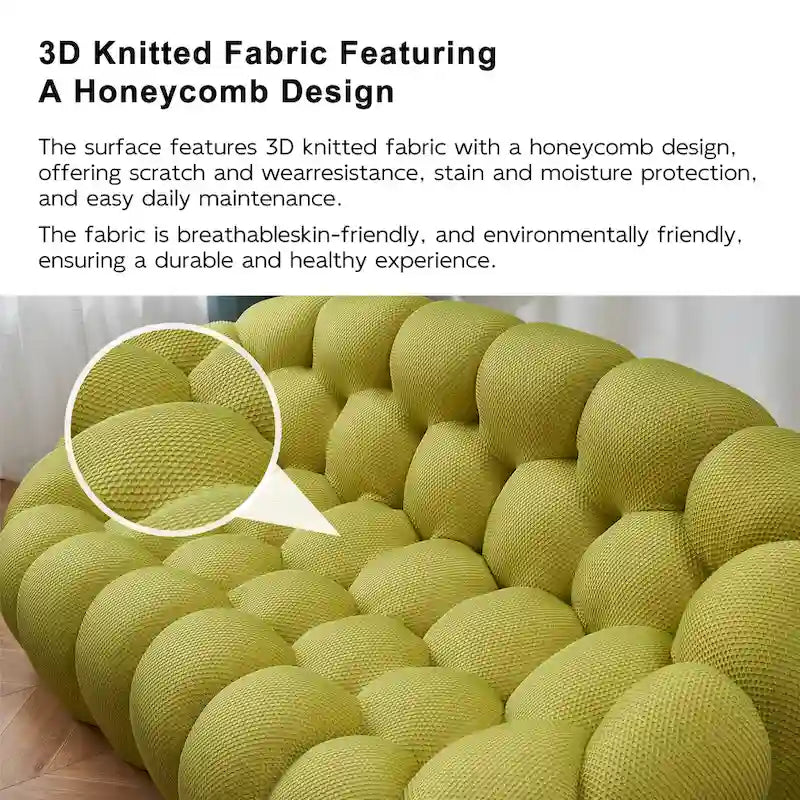 Canapé paresseux courbé 2 places Bubble de forme nid d'abeille en tissu textile 3D pour salon et appartement