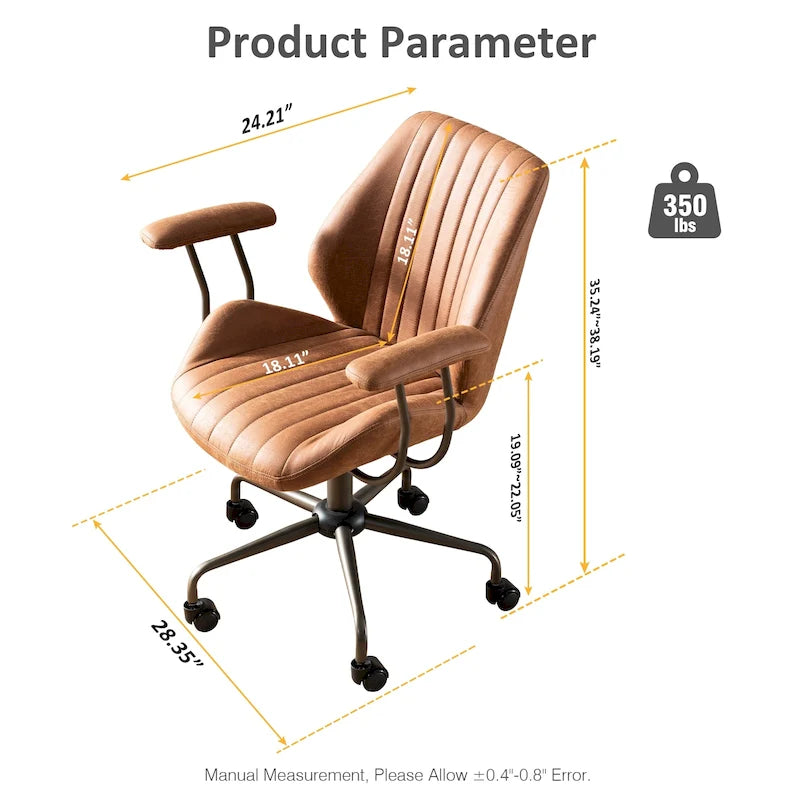 Chaise de Bureau Ergonomique en Tissu Suédé OVIOS avec Support Lombaire