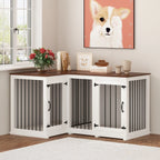 Meuble Grande Cage d'Angle pour 2 Chiens, Cage en Forme de L - 58,7X41,1