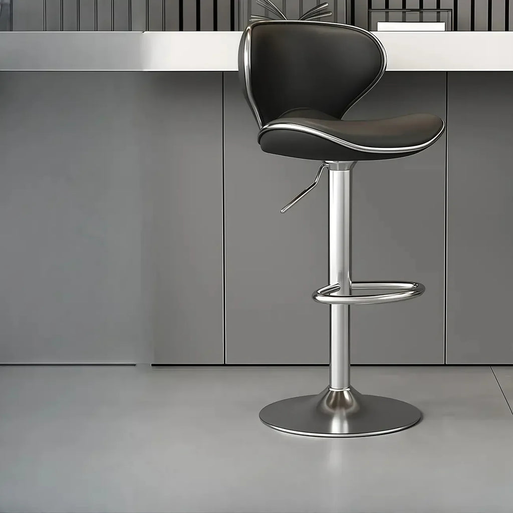 Tabouret de bar réglable pivotant en cuir rembourré