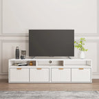 Meuble TV d'angle moderne blanc avec 2 tiroirs et étagère ouverte