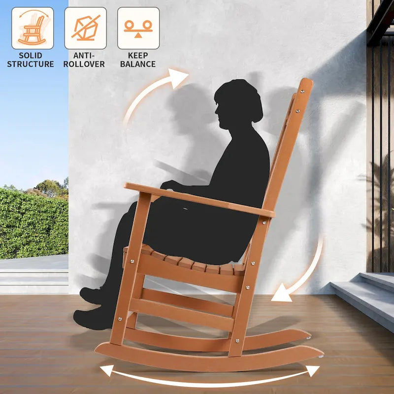 Vrakae Lot de 2 chaises à bascule d'extérieur à dossier haut, toutes saisons