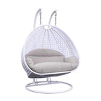 LeisureMod Fauteuil suspendu œuf 2 places avec support - Balançoire hamac de patio en rotin osier intérieur/extérieur avec coussins