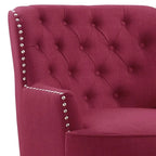 Fauteuil d'appoint capitonné à oreilles large de 76 cm en velours/lin Mignon de Moser Bay
