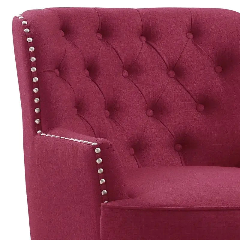 Fauteuil d'appoint capitonné à oreilles large de 76 cm en velours/lin Mignon de Moser Bay