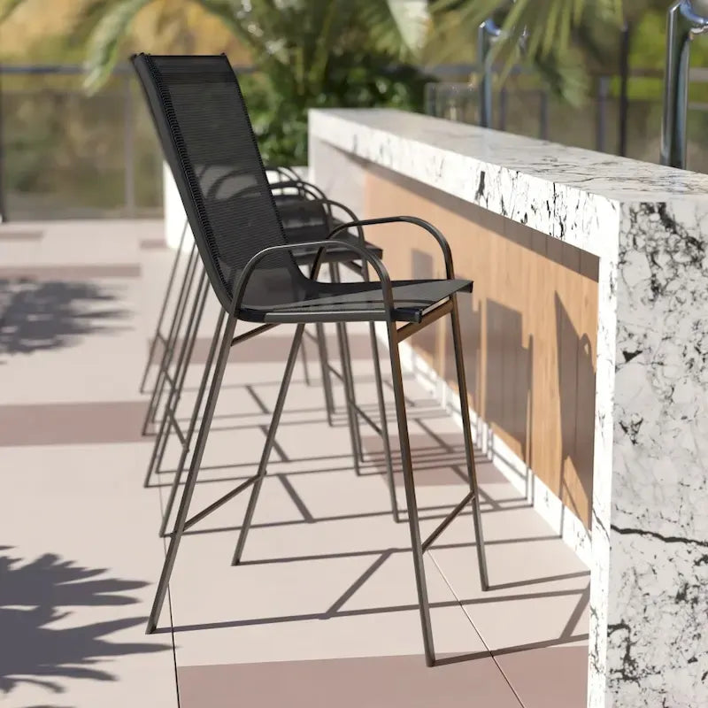 Lot de 4 tabourets de bar d'extérieur en matériau Flex Comfort – Tabouret de terrasse