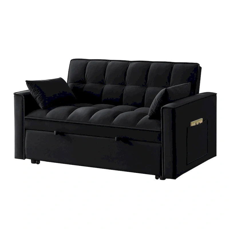 Canapé convertible 4 en 1 avec accoudoirs et poches de rangement, canapé-lit escamotable capitonné multifonction avec dossier réglable