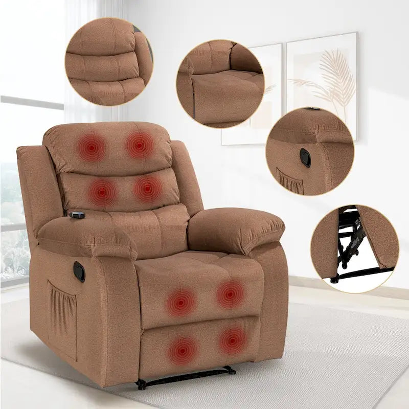 Fauteuil inclinable moelleux avec fonction massage et chauffage