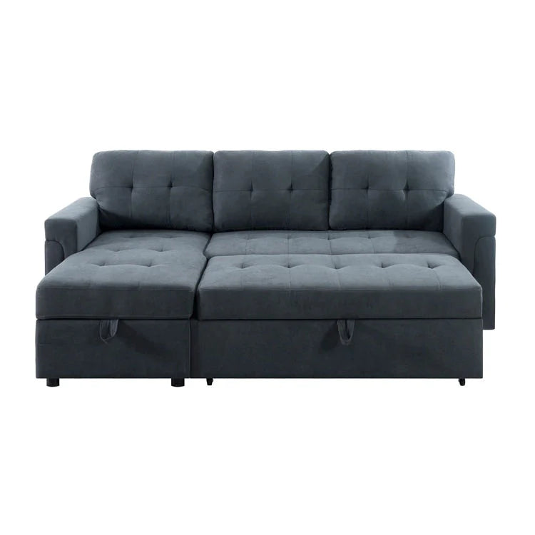 Canapé d'angle réversible convertible avec lit gigogne, méridienne avec rangement dissimulé et pieds durables