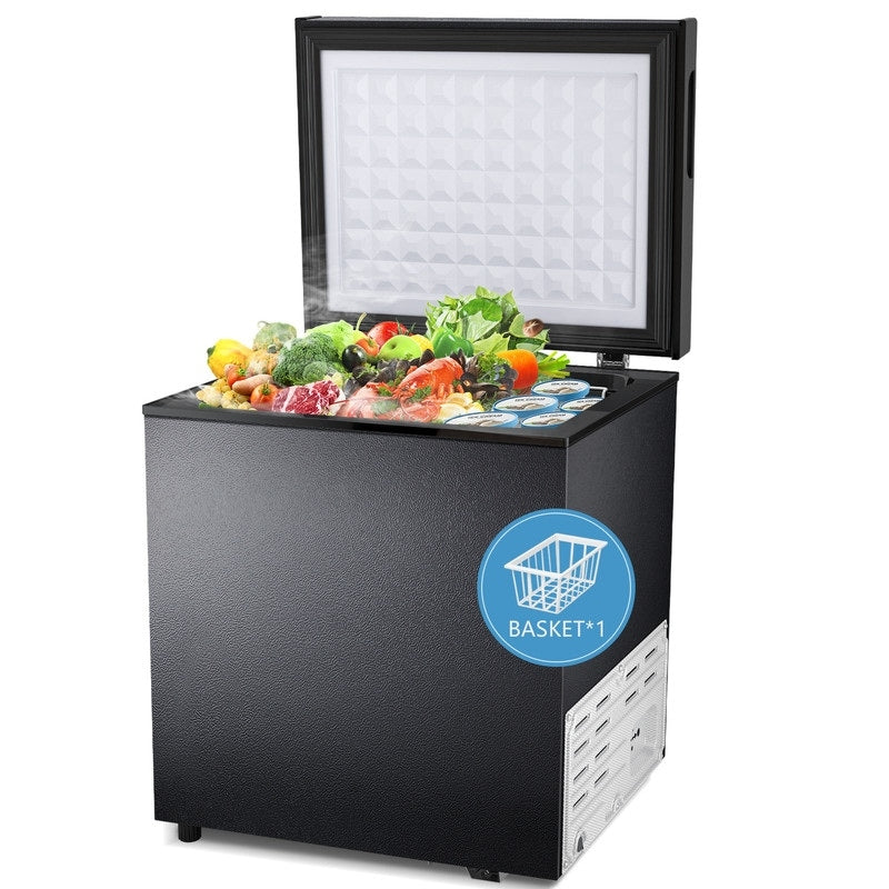 Congélateur coffre de 51 litres avec panier amovible, drain de fond, thermostat à 7 niveaux, design autonome pour la maison et l'appartement
