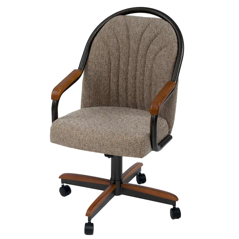 Chaise à roulettes pivotante et inclinable avec coussin pour repas décontractés