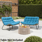 Fauteuil Double Papasan avec Coussin, en Rotin PE Résistant aux Intempéries et Cadre en Métal pour Intérieur et Extérieur
