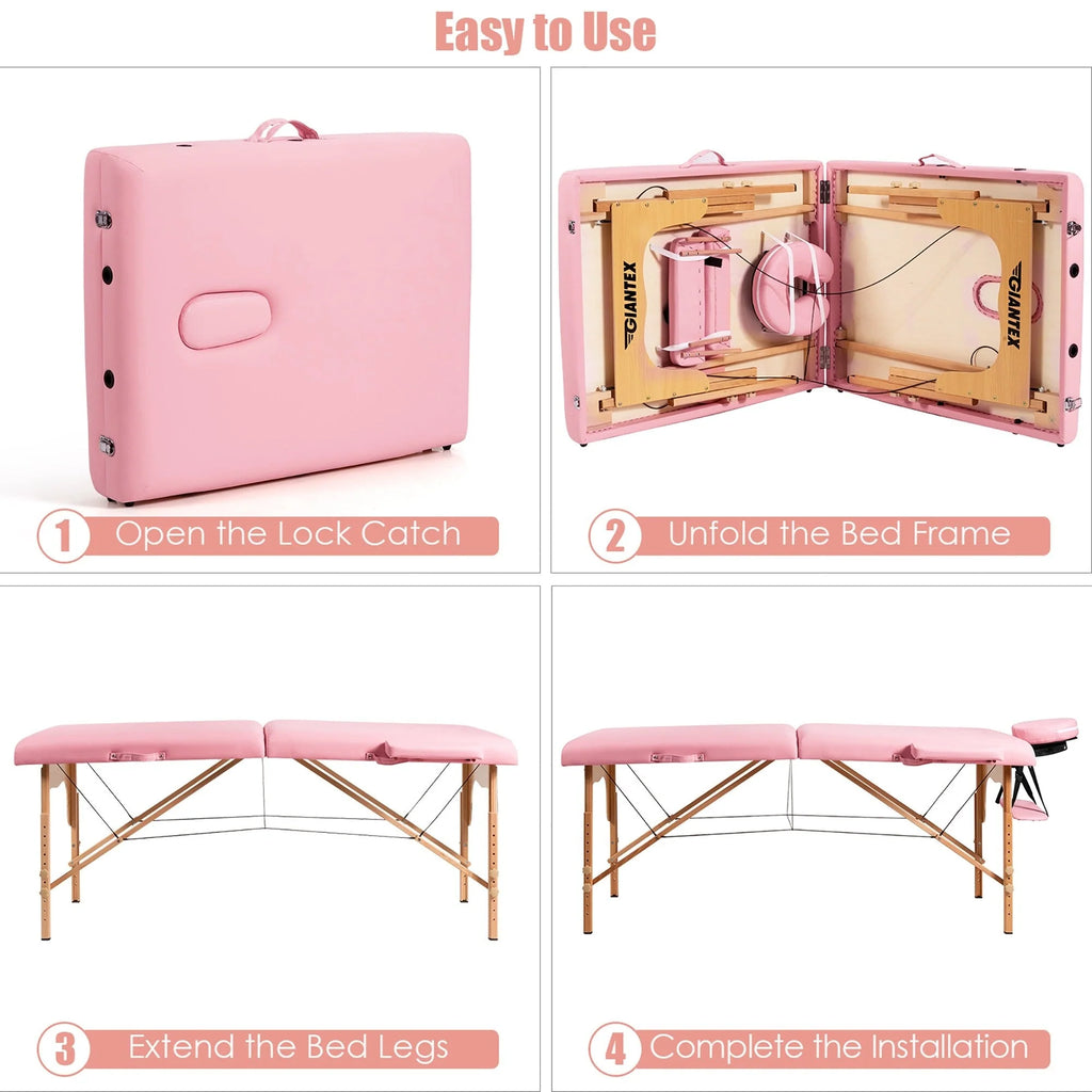 Table de massage portable 84L réglable lit de spa facial tatouage avec sac de transport