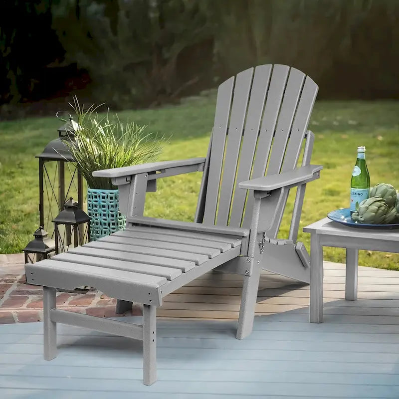 Chaise Adirondack pliante et réglable Vrakae avec repose-pieds