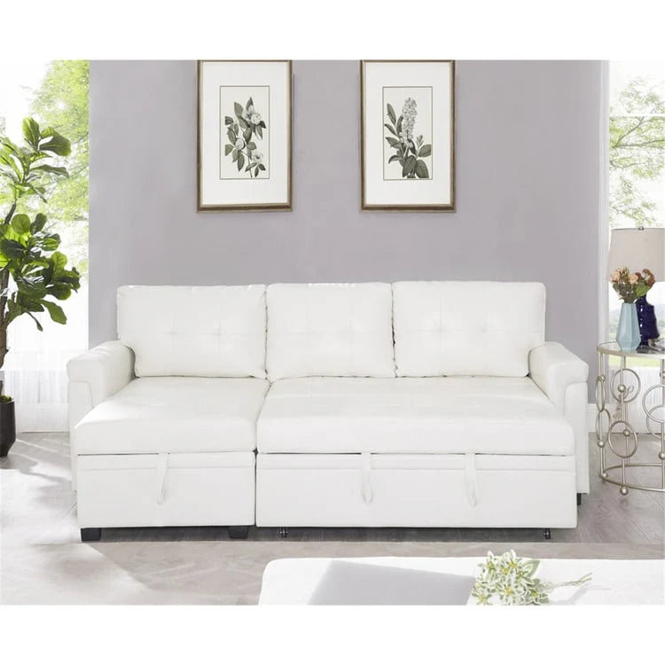 Canapé d'angle réversible convertible avec lit gigogne, méridienne avec rangement dissimulé et pieds durables