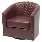 Fauteuil pivotant rond en similicuir capitonné KINWELL, 73,6 cm de large