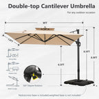 MAISON ARTS Parasol déporté hydraulique automatique 3,6 m Mât en aluminium Rotation à 360 degrés