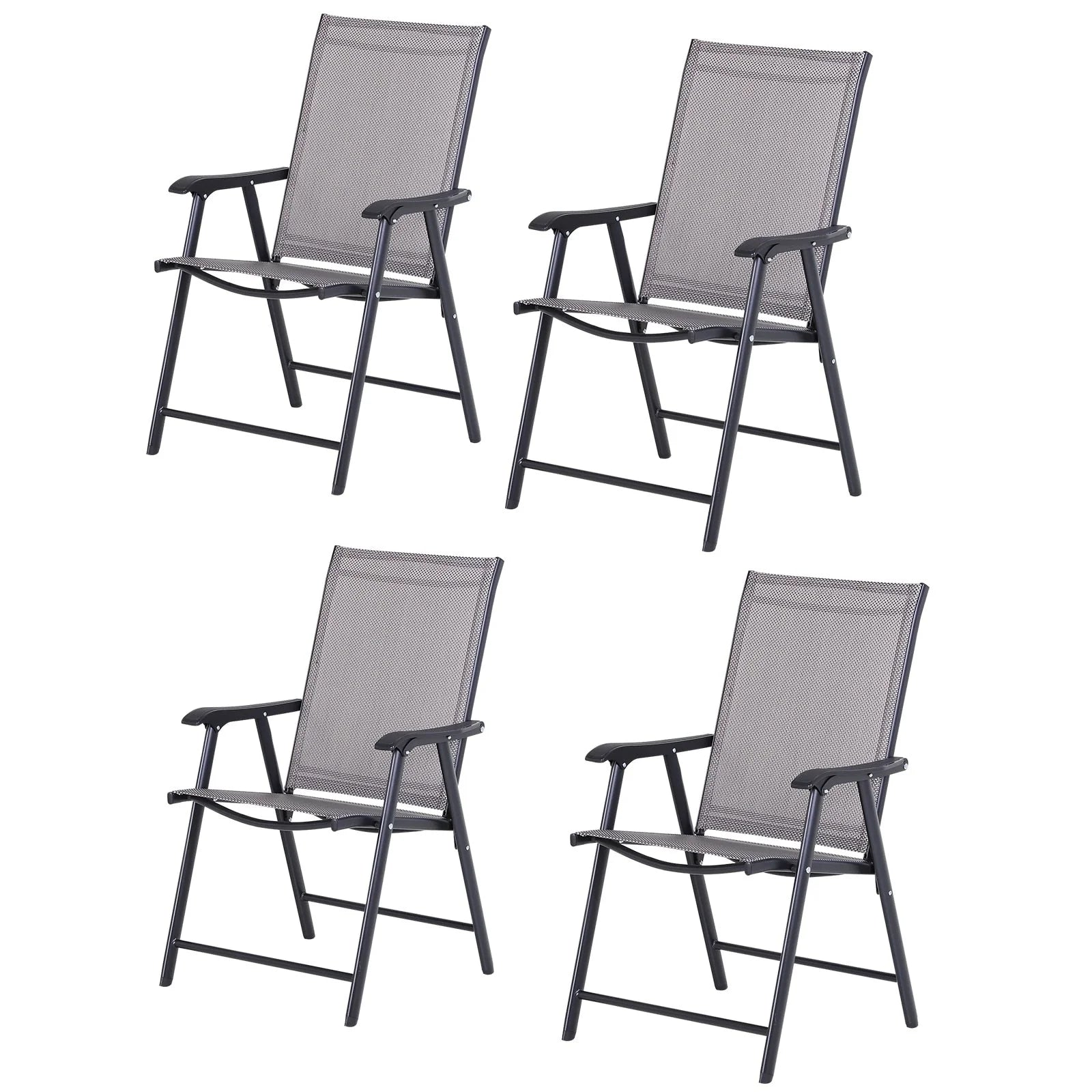 Ensemble de 4 chaises de patio pliantes Outsunny au design simple et chic, confortables pour la terrasse, le jardin, la cour et les voyages