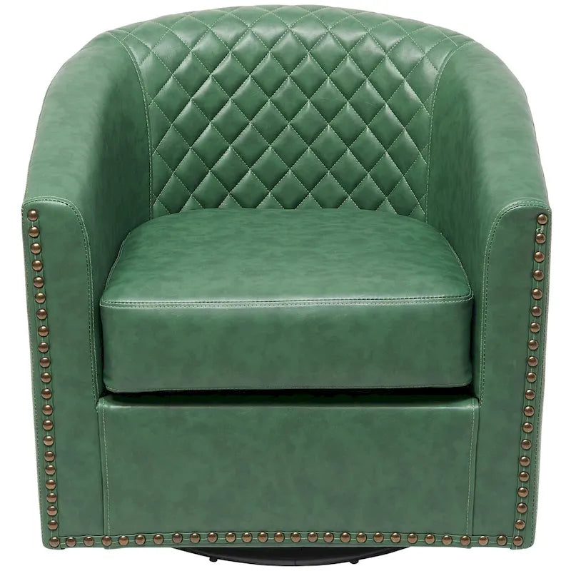 Fauteuil pivotant rond en similicuir capitonné KINWELL, 73,6 cm de large
