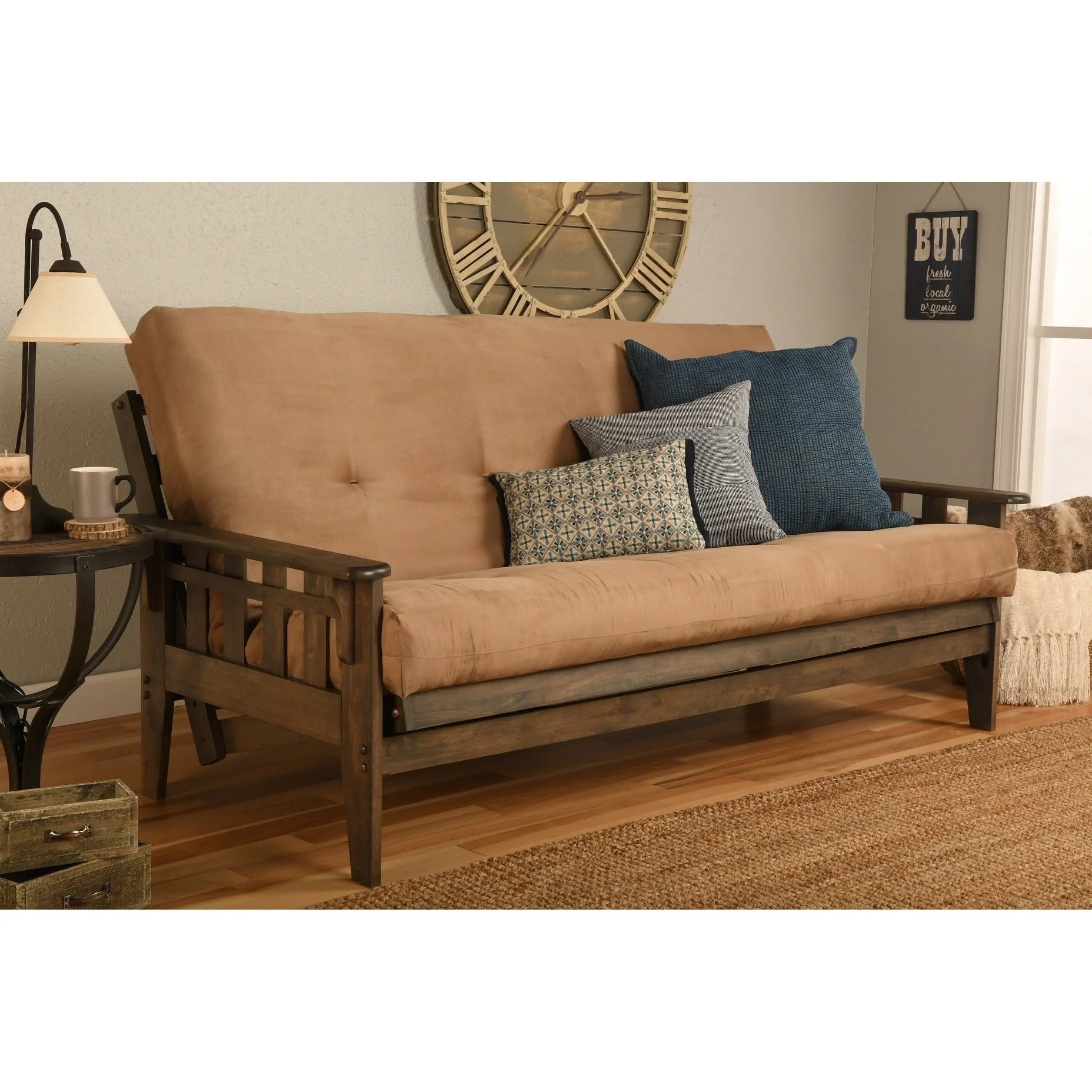 Ensemble de futon Somette Tucson pleine grandeur en noyer rustique avec matelas