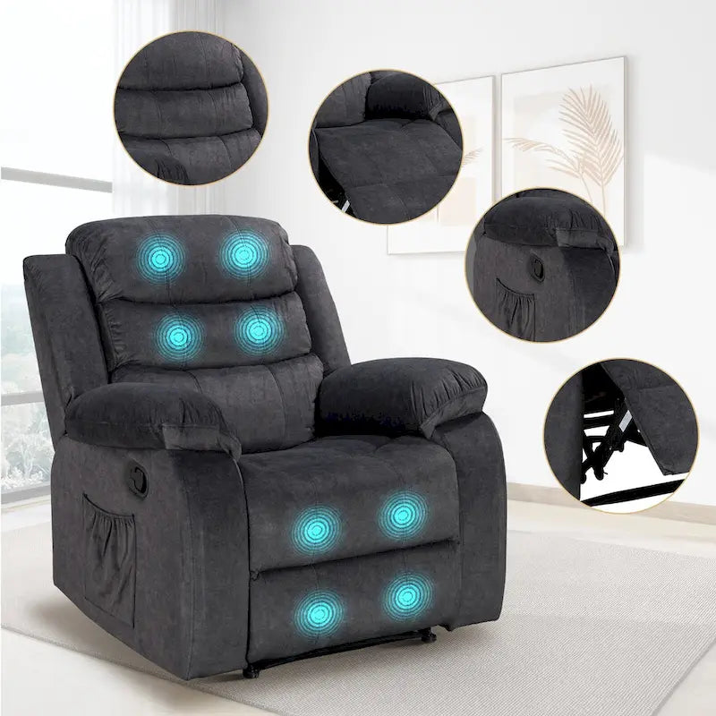 Fauteuil inclinable moelleux avec fonction massage et chauffage