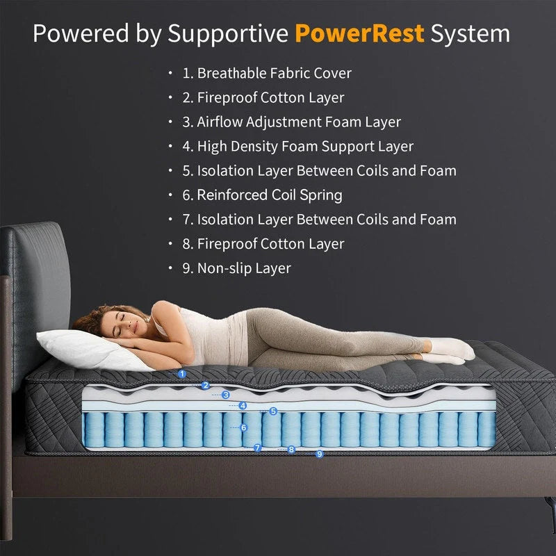 Matelas respirant rafraîchissant SweDrea Plush hybride en mousse à mémoire de forme 8/12 po avec certifications CertiPUR-US, SGS et OEKO-TEX