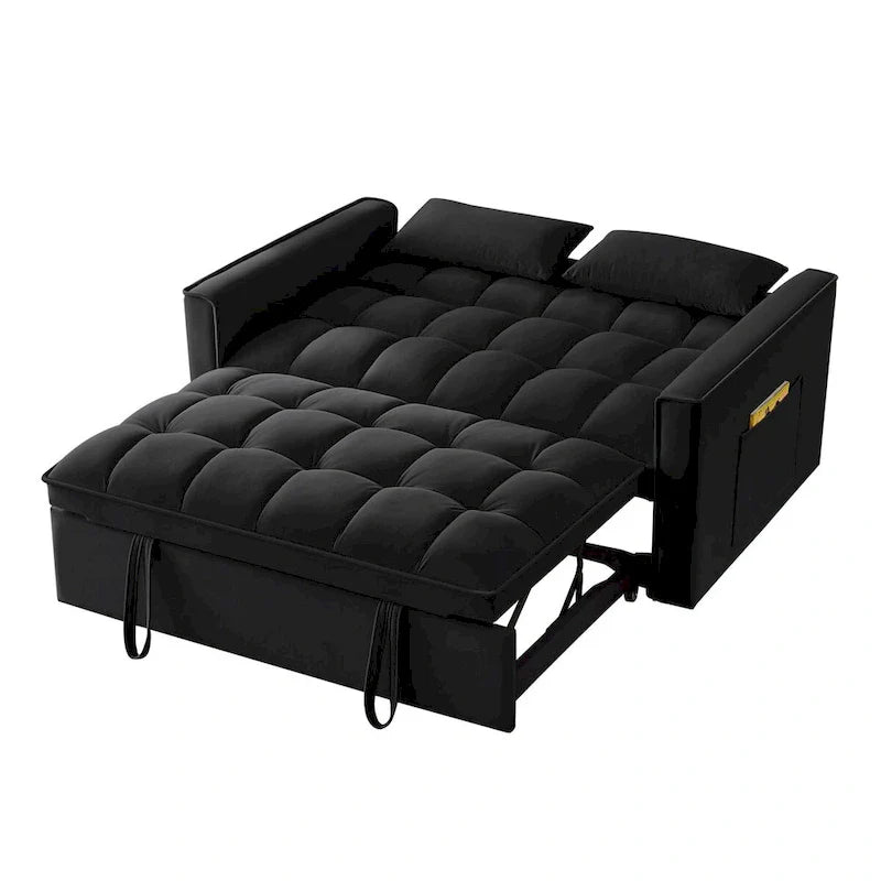 Canapé convertible 4 en 1 avec accoudoirs et poches de rangement, canapé-lit escamotable capitonné multifonction avec dossier réglable