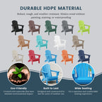 Chaise Adirondack pliante de patio d'extérieur tout temps résistante à la décoloration Polytrends Laguna
