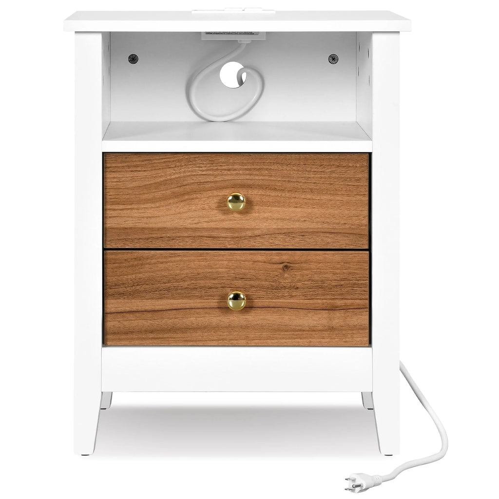Tables de chevet lot de 2 avec station de recharge table d'appoint avec 2 tiroirs avec ports USB et prises de courant chevet de lit