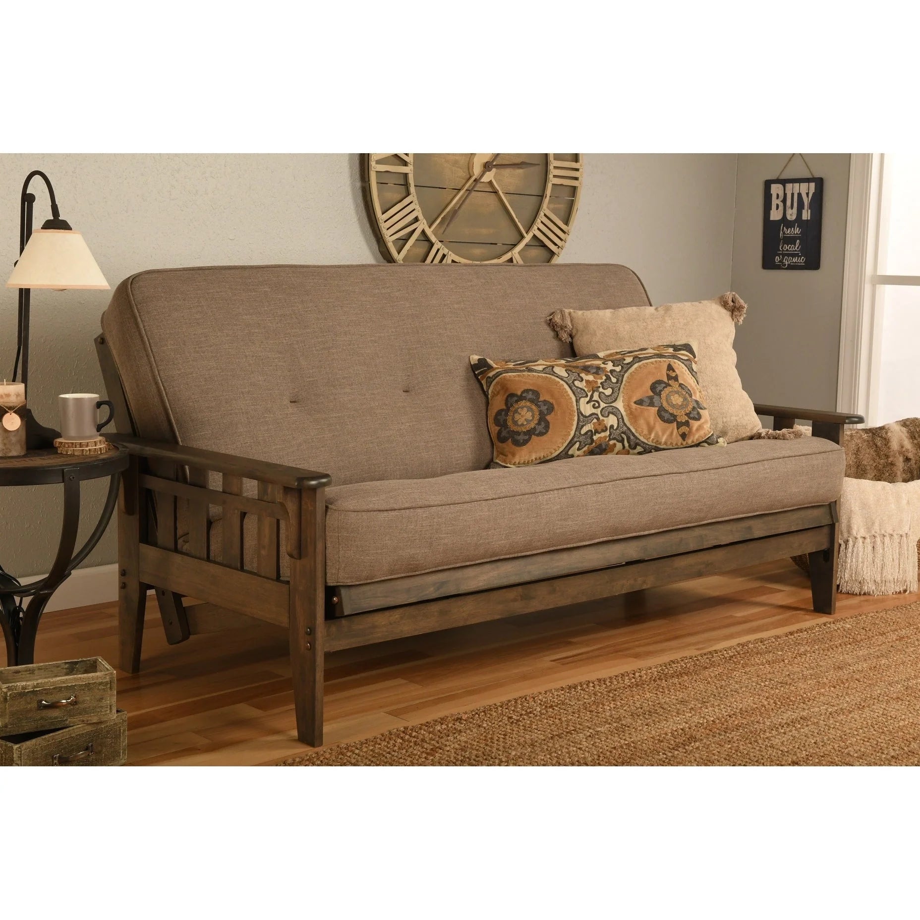 Ensemble de futon Somette Tucson pleine grandeur en noyer rustique avec matelas