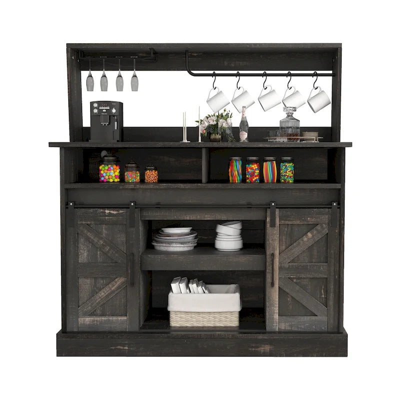 Moasis - Meuble de Bar à Café Style Ferme - 38,4 P x 119,9 L x 130,8 H cm
