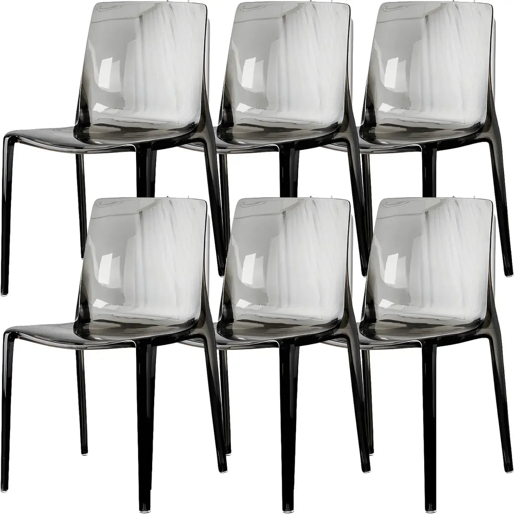 Chaise de salle à manger en acrylique ambré sans accoudoirs à dossier bas