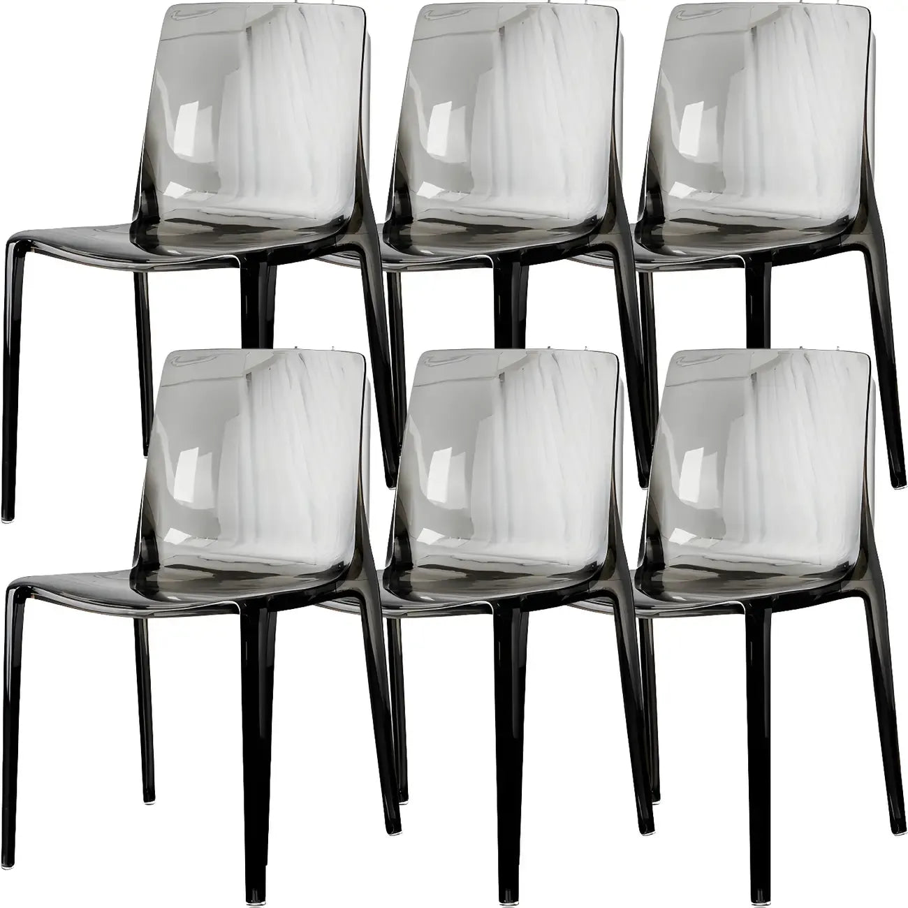 Chaise de salle à manger en acrylique ambré sans accoudoirs à dossier bas