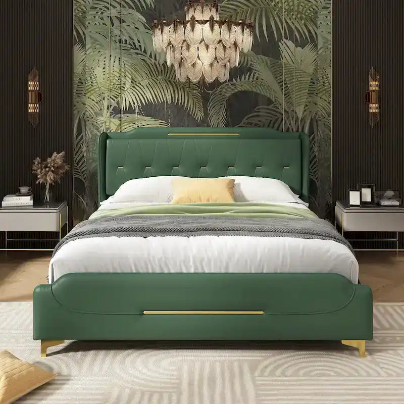 Lit rembourré moderne en cuir PU Uphou de Christopher Knight Home