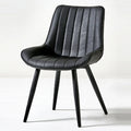 Chaise de salle à manger simple en cuir rembourré, dossier plein, pieds en métal